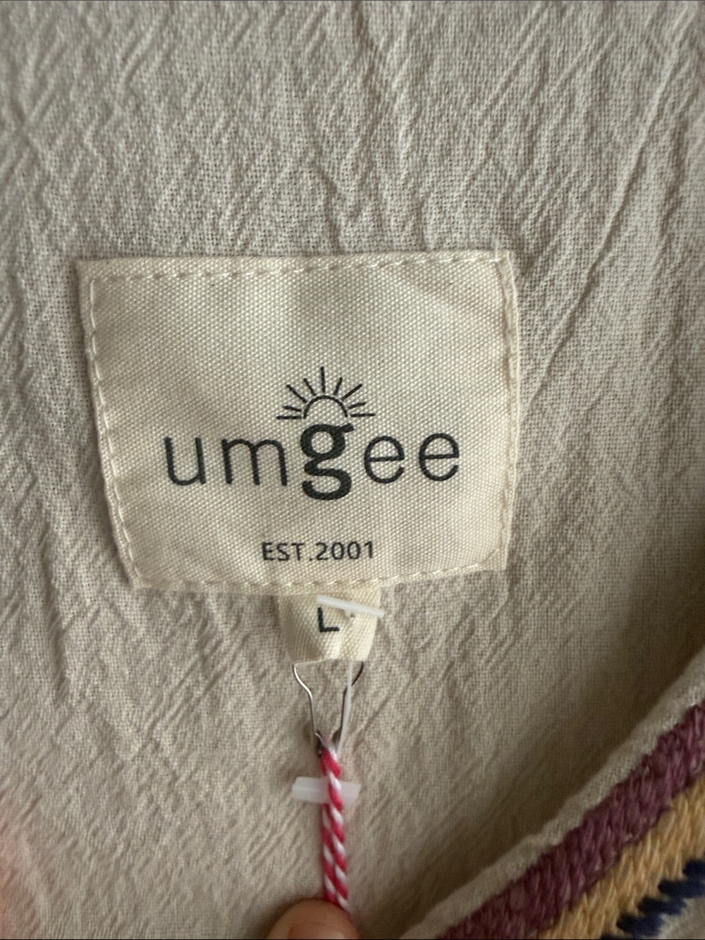 Umgee Cream Tunic Dress with Blue Floral Embroidery - Picture 2 of 14
